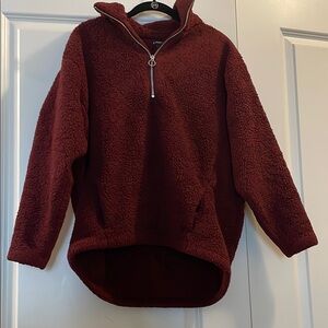 Express Maroon Sherpa 3/4 zip Pullover
